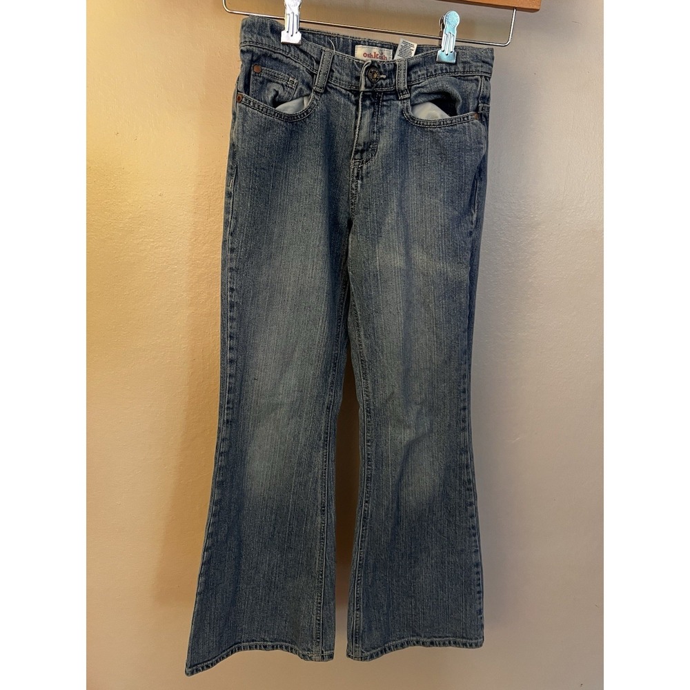 OshKosh Girls Size 12 Slim Flare Jean Stretch Denim Y2K Style Embroidered Pocket